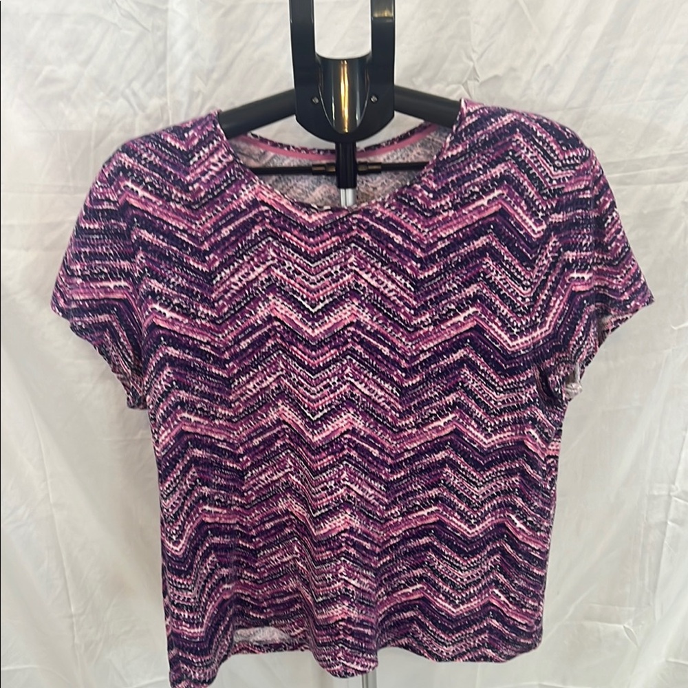 Croft & Barrow Purple Pink Boxy Short Sleeve Blouse